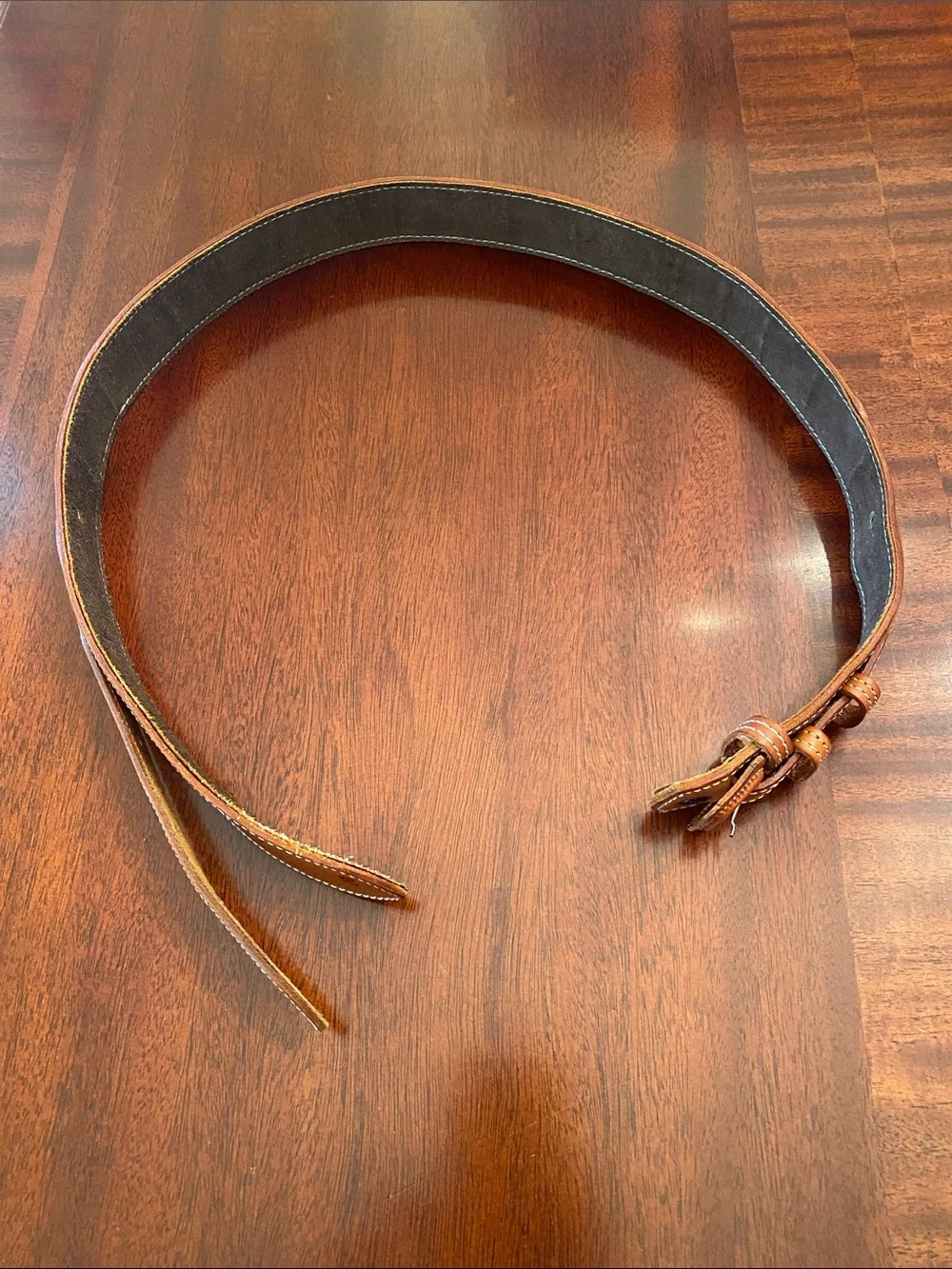 Unisex Leather RANGER Western-Style Tooled Belt with Red Accent